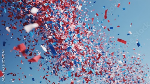 4th of July USA Independence Day decorations confetti pattern on blue