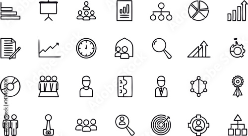 management icon set  collection of growth chart  t.eps