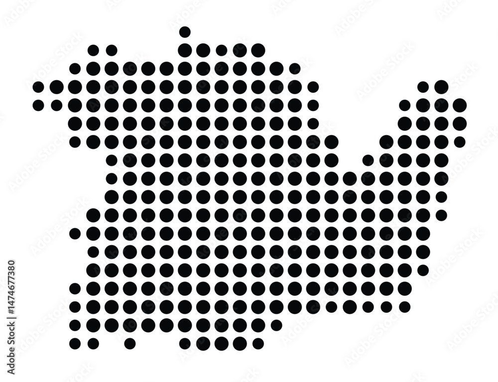 Symbol Map of the city Attendorn (Nordrhein-Westfalen, Germany) showing the city with a pattern of just a few black dots