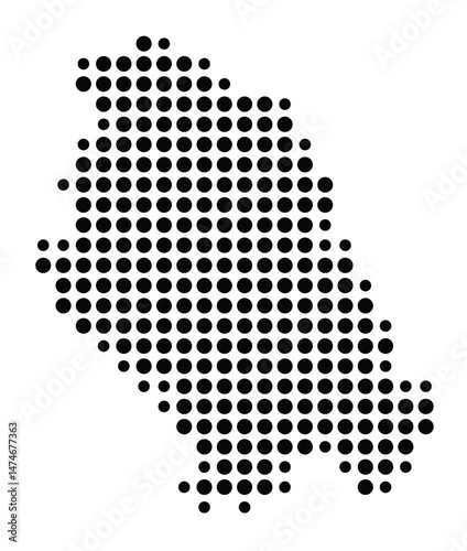 Symbol Map of the city Ascheberg (Nordrhein-Westfalen, Germany) showing the city with a pattern of just a few black dots