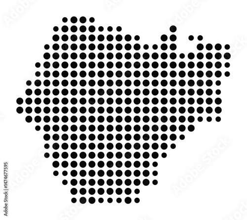 Symbol Map of the city Bad Laasphe (Nordrhein-Westfalen, Germany) showing the city with a pattern of just a few black dots