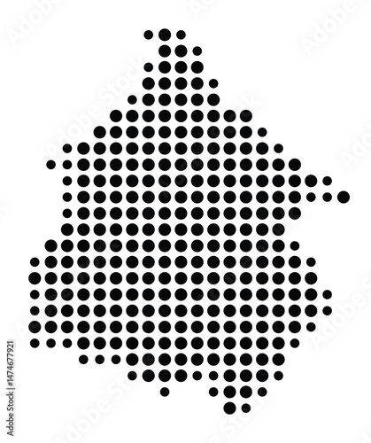 Symbol Map of the city Bad Wünnenberg (Nordrhein-Westfalen, Germany) showing the city with a pattern of just a few black dots