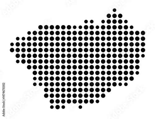 Symbol Map of the city Borchen (Nordrhein-Westfalen, Germany) showing the city with a pattern of just a few black dots