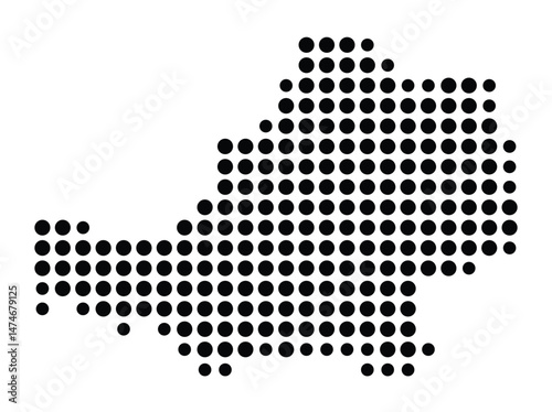 Symbol Map of the city Ennigerloh (Nordrhein-Westfalen, Germany) showing the city with a pattern of just a few black dots