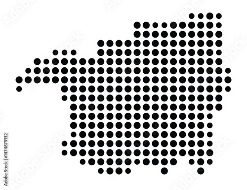 Symbol Map of the city Ense (Nordrhein-Westfalen, Germany) showing the city with a pattern of just a few black dots