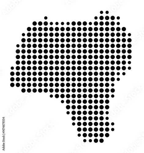Symbol Map of the city Freudenberg (Nordrhein-Westfalen, Germany) showing the city with a pattern of just a few black dots