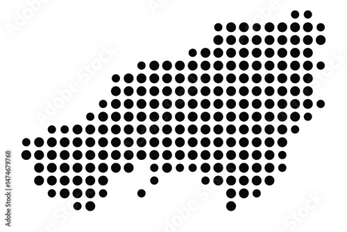 Symbol Map of the city Herdecke (Nordrhein-Westfalen, Germany) showing the city with a pattern of just a few black dots