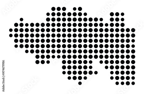Symbol Map of the city Hilchenbach (Nordrhein-Westfalen, Germany) showing the city with a pattern of just a few black dots