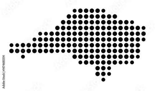 Symbol Map of the city Hüllhorst (Nordrhein-Westfalen, Germany) showing the city with a pattern of just a few black dots