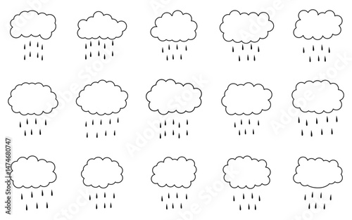 clouds raining outline vector design.