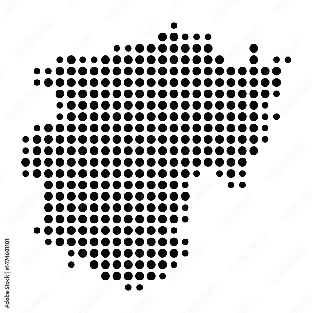 Symbol Map of the city Kürten (Nordrhein-Westfalen, Germany) showing the city with a pattern of just a few black dots Symbol Map of the city Kürten (Nordrhein-Westfalen, Germany) showing the city with a pattern of just a few black dots