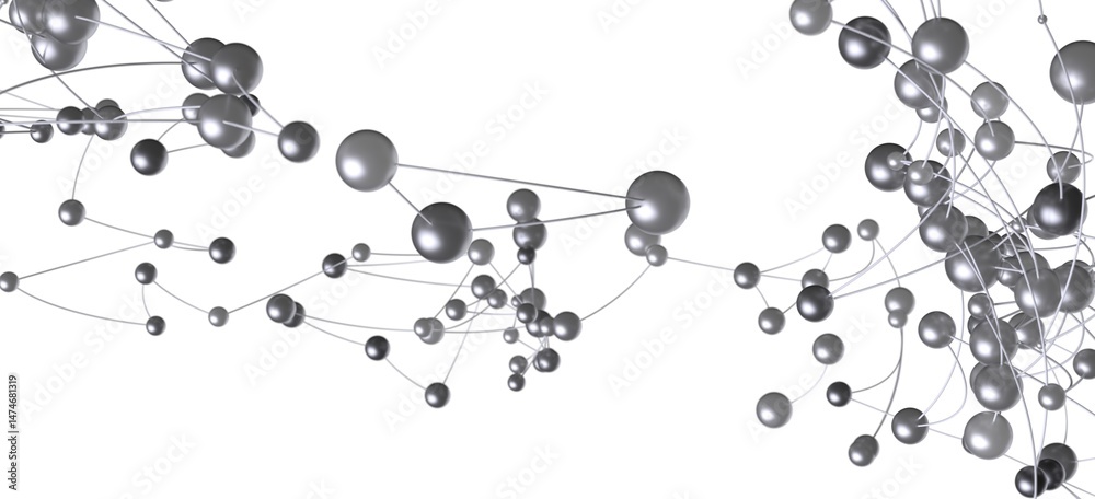Stock photo of an abstract network connection. Silver spheres are connected by thin lines, representing relationships and data flow. Stock photo of an abstract network connection. Silver spheres are connected by thin lines, representing relationships and data flow.