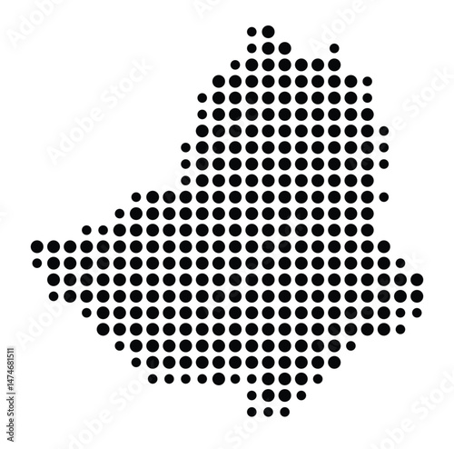 Symbol Map of the city Lichtenau (Nordrhein-Westfalen, Germany) showing the city with a pattern of just a few black dots