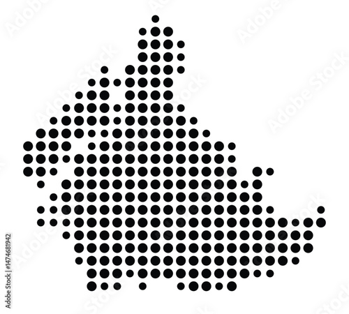 Symbol Map of the city Monschau (Nordrhein-Westfalen, Germany) showing the city with a pattern of just a few black dots