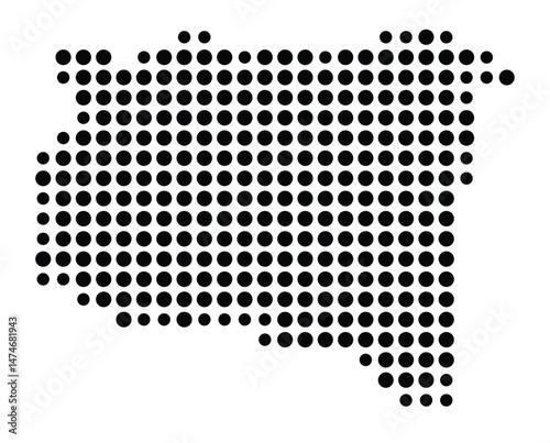 Symbol Map of the city Möhnesee (Nordrhein-Westfalen, Germany) showing the city with a pattern of just a few black dots