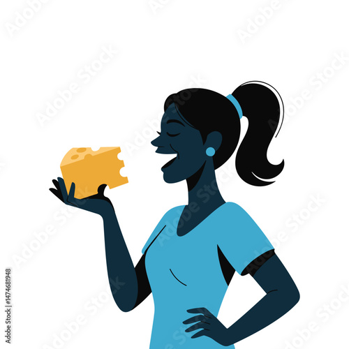 Woman Enjoying Delicious Cheese