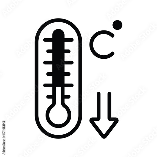 A thermometer with a dropping scale, representing cold weather.