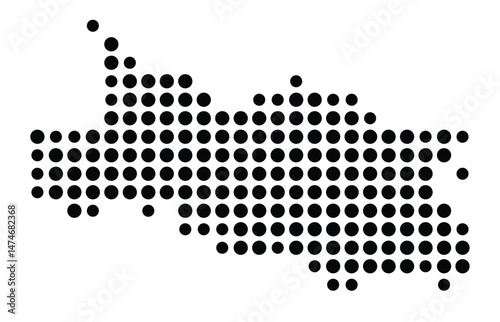 Symbol Map of the city Neuenrade (Nordrhein-Westfalen, Germany) showing the city with a pattern of just a few black dots