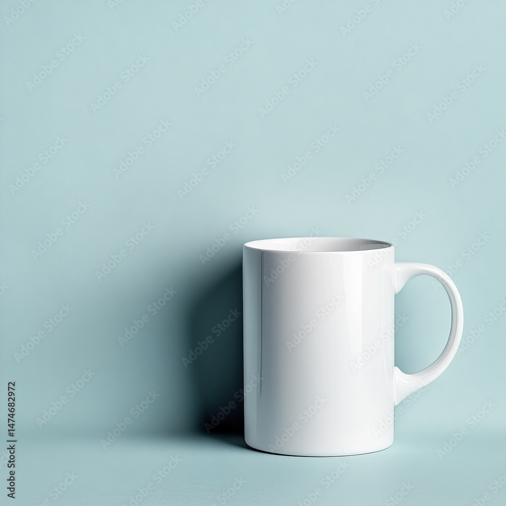 Obraz premium Ceramic cup of coffee on light background drink photography minimalist environment close-up view