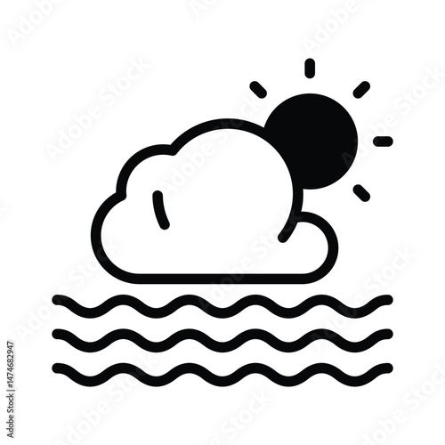 A sun peeking through clouds, representing partly cloudy weather vector design