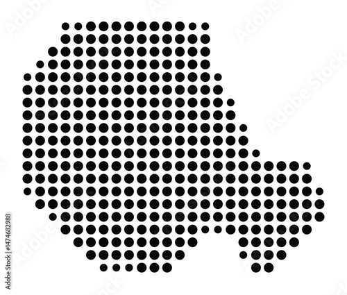 Symbol Map of the city Ochtrup (Nordrhein-Westfalen, Germany) showing the city with a pattern of just a few black dots
