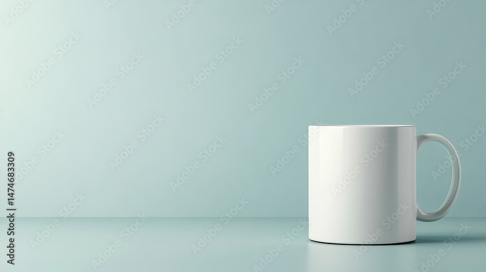 Obraz premium Ceramic coffee mug display on minimalist table cozy home environment still life photography