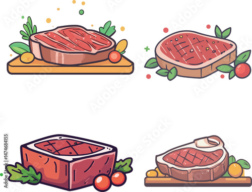 Cartoon steak illustration material
