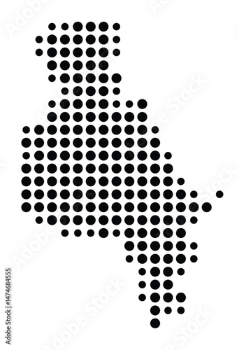 Symbol Map of the city Senden (Nordrhein-Westfalen, Germany) showing the city with a pattern of just a few black dots