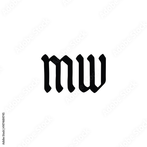 MW monogram logo design letter text name symbol monochrome logotype alphabet character simple logo