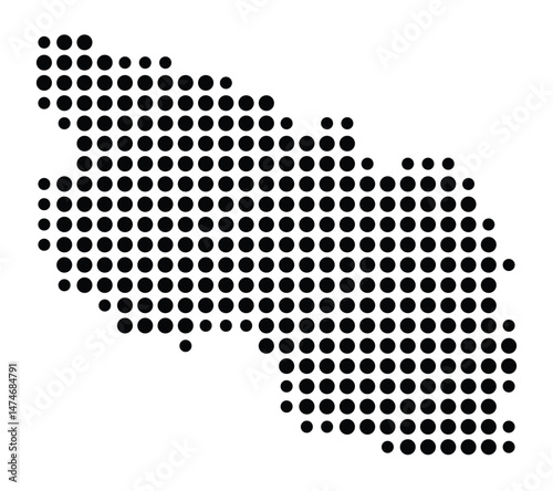Symbol Map of the city Sendenhorst (Nordrhein-Westfalen, Germany) showing the city with a pattern of just a few black dots