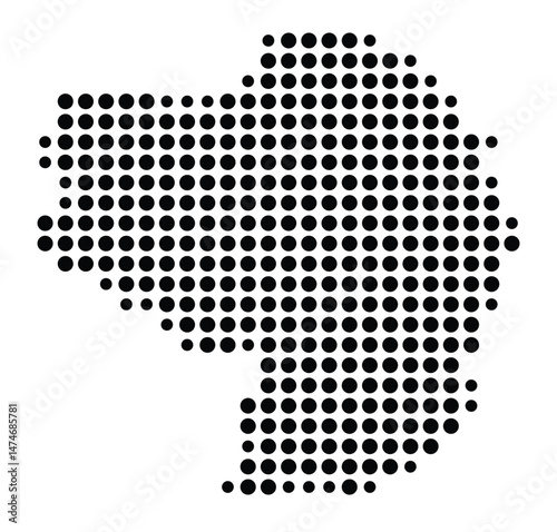 Symbol Map of the city Wadersloh (Nordrhein-Westfalen, Germany) showing the city with a pattern of just a few black dots