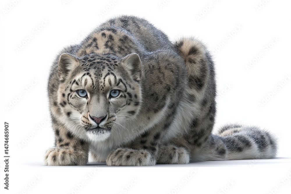 Fototapeta premium Majestic snow leopard in a captivating pose.