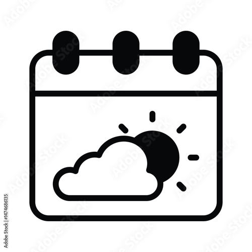 A calendar showing weather predictions for specific days