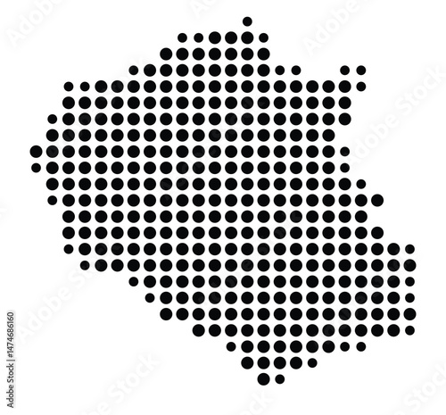 Symbol Map of the city Wassenberg (Nordrhein-Westfalen, Germany) showing the city with a pattern of just a few black dots