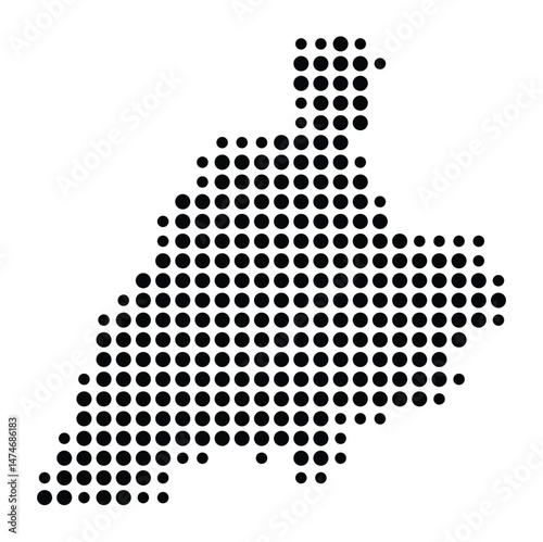 Symbol Map of the city Weilerswist (Nordrhein-Westfalen, Germany) showing the city with a pattern of just a few black dots