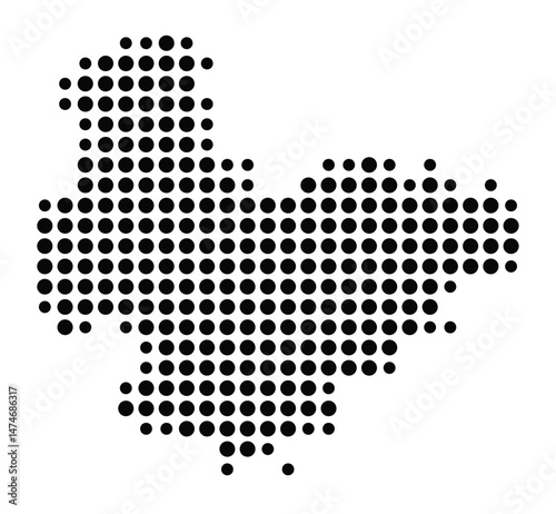 Symbol Map of the city Werdohl (Nordrhein-Westfalen, Germany) showing the city with a pattern of just a few black dots