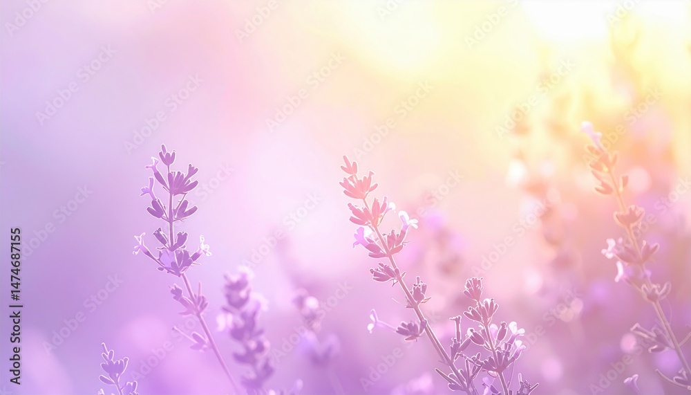 Obraz premium Gentle breeze flowing through lavender fields serene landscape nature photography soft color palette peaceful viewpoint