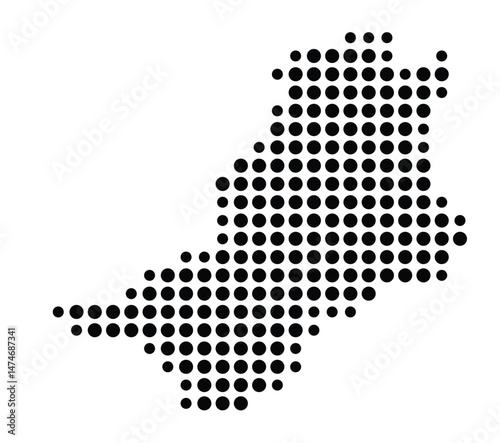 Symbol Map of the city Bad Schwalbach (Hessen, Germany) showing the city with a pattern of just a few black dots