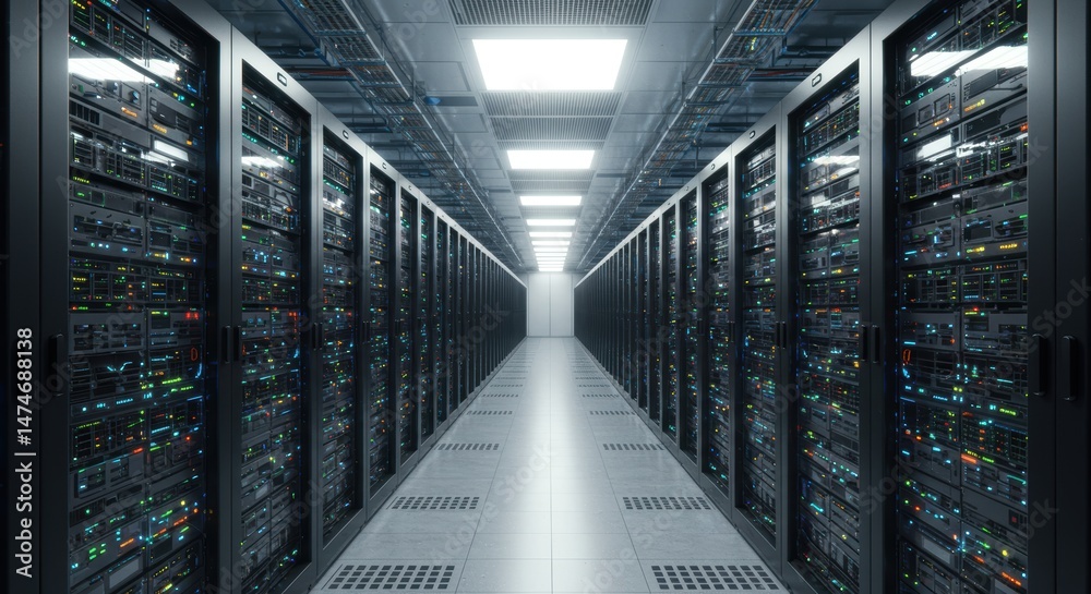 Fototapeta premium Server Room Data Center Corridor