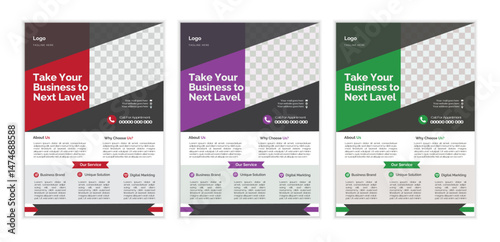  a bundle of 3 templates business flyer design, in blue color, and modern design,marketing,medical proposal, promotion, advertise, publication and editable vector template design