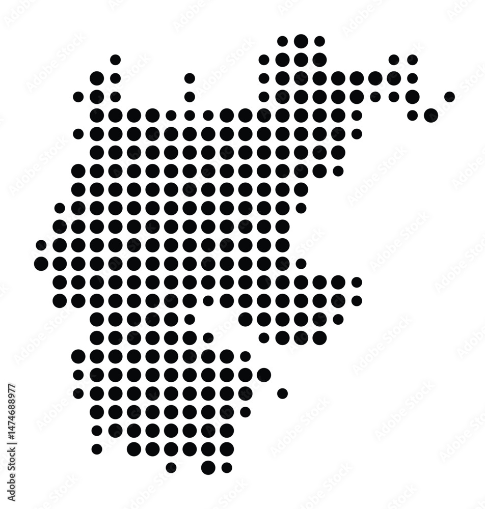 Symbol Map of the city Fuldatal (Hessen, Germany) showing the city with a pattern of just a few black dots Symbol Map of the city Fuldatal (Hessen, Germany) showing the city with a pattern of just a few black dots