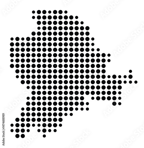 Symbol Map of the city Fritzlar (Hessen, Germany) showing the city with a pattern of just a few black dots