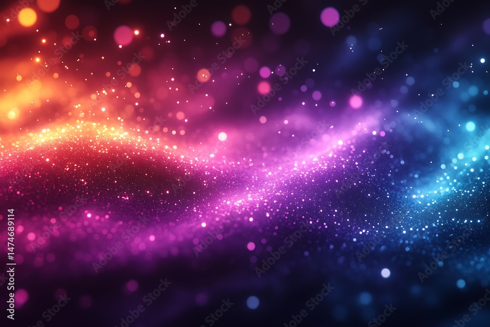 Fototapeta premium Abstract cosmic galaxy with glittering particles and a beautiful display of colorful light