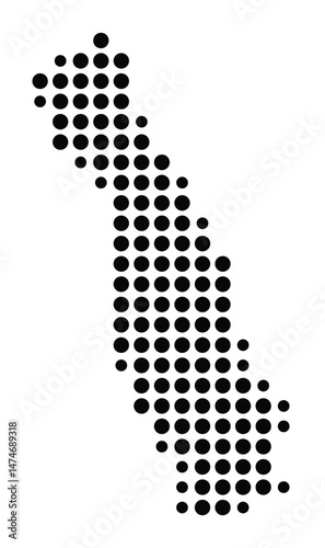 Symbol Map of the city Geisenheim (Hessen, Germany) showing the city with a pattern of just a few black dots