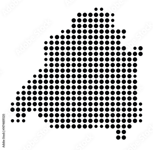 Symbol Map of the city Gernsheim (Hessen, Germany) showing the city with a pattern of just a few black dots