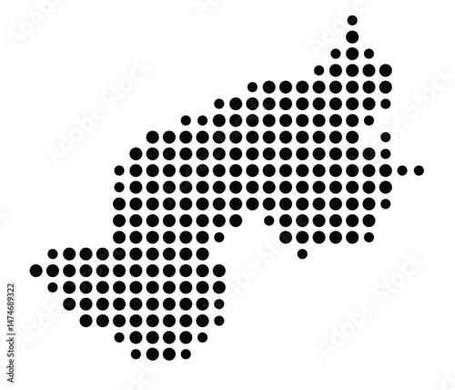 Symbol Map of the city Gelnhausen (Hessen, Germany) showing the city with a pattern of just a few black dots