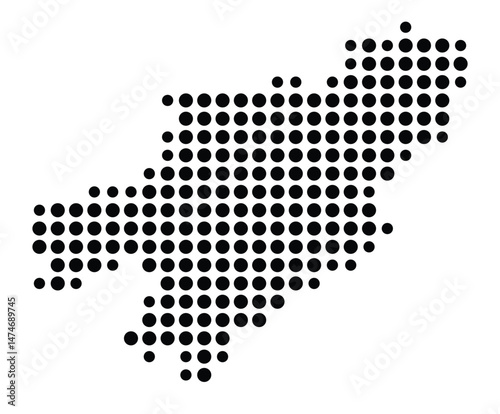 Symbol Map of the city Herborn (Hessen, Germany) showing the city with a pattern of just a few black dots