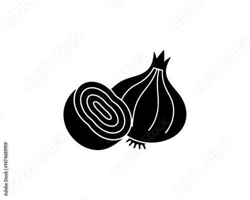 creative details Outline silhouette onion icon Vector Illustration