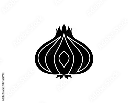 creative details Outline silhouette onion icon Vector Illustration