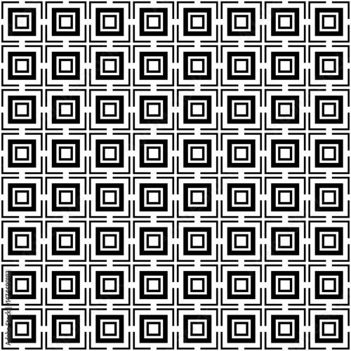 Black and White Geometric Pattern with Symmetrical Nested Square Motif
